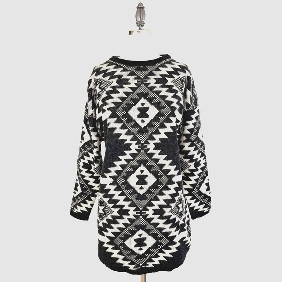 Adrienne Vittadini Vintage Sweater Tunic S Lambswool‎ Blend Southwestern Aztec - Picture 1 of 9